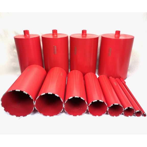 BLUEROCK 1" - 12" Diamond Wet Coring Bit Set for Concrete Core Drilling cement brick stone rebar- PACKAGE DEAL