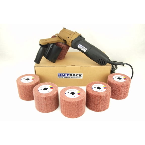 BLUEROCK 120D Large Rolling Wheel Polisher Burnisher & 5 Pc #80, 120, 180, 240, 320 Grit PACKAGE DEAL