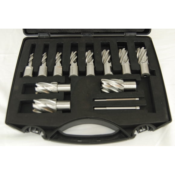 BLUEROCK 13 Piece 1" Annular Cutter Set of 11 Broach Bits for Magnetic Drill HSS