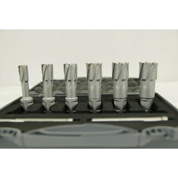 BLUEROCK 6 Piece Set 1-3/8" Depth Tungsten Carbide Tip (TCT) Annular Cutter Bits for Magnetic Drill