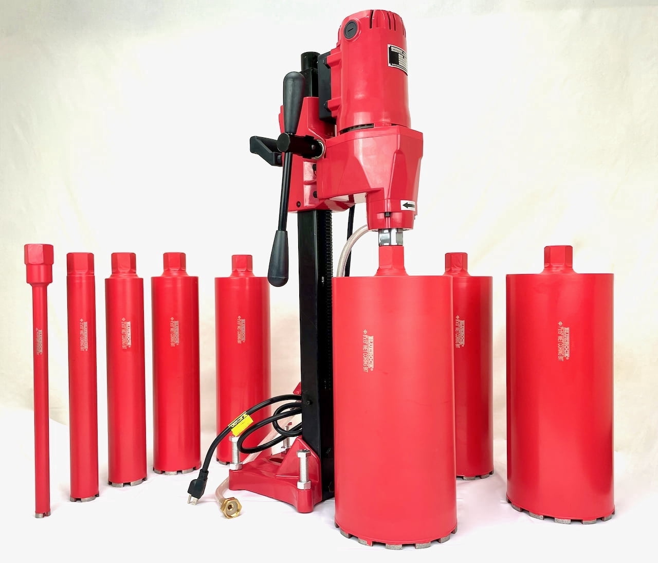 BLUEROCK ® 8" Z1 Concrete Core Drill w/ Stand & 1"- 8" Diamond WET Coring Bit Set - PACKAGE DEAL
