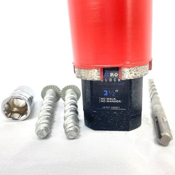 BLUEROCK BLOCK 2.5" Diamond Core Drill Pilot Start Guide Kit Concrete Centering Template with SDS Drill Bit & Reusable Anchors