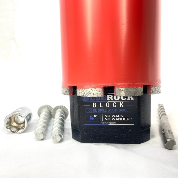 BLUEROCK BLOCK 4" Diamond Core Drill Pilot Start Guide Kit Concrete Centering Template with SDS Drill Bit & Reusable Anchors