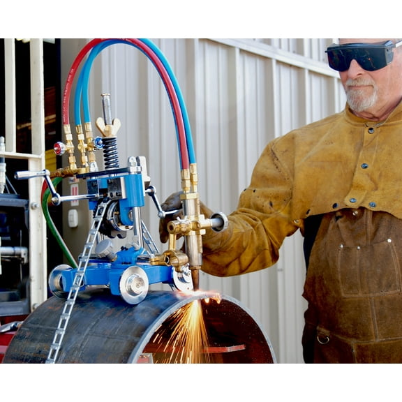 BLUEROCK  CG-211Y Manual Steel Pipe Cutting & Beveling Machine Acetylene/Propane Gas Torch Kit