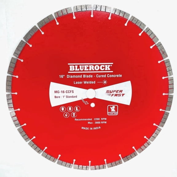 BLUEROCK 16 Pro Series Diamond Blade Cured Concrete Flat Floor Saw 1" Bore MG-16-CCFS