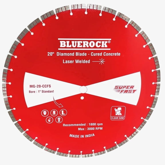 BLUEROCK 20 Pro Series Diamond Blade Cured Concrete Flat Floor Saw 1" Bore MG-20-CCFS