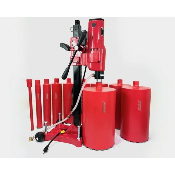 BLUEROCK Model 10Z1RB Concrete Core Drill w/ Stand & Rolling Base + 1"-10" Diamond Bit Set - PACKAGE DEAL