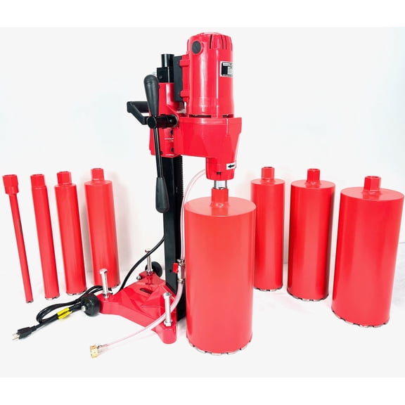 BLUEROCK Model 8Z1RB Concrete Core Drill w/ Rolling Base & 1"- 8" Diamond WET Coring Bit Set - PACKAGE DEAL
