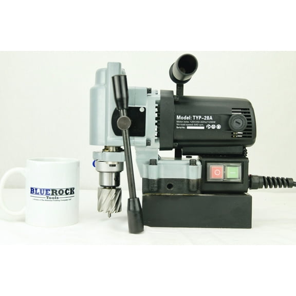BLUEROCK TYP-28A Mini Magnetic Drill Press & Case Typhoon Compact Portable Small Mag Annular