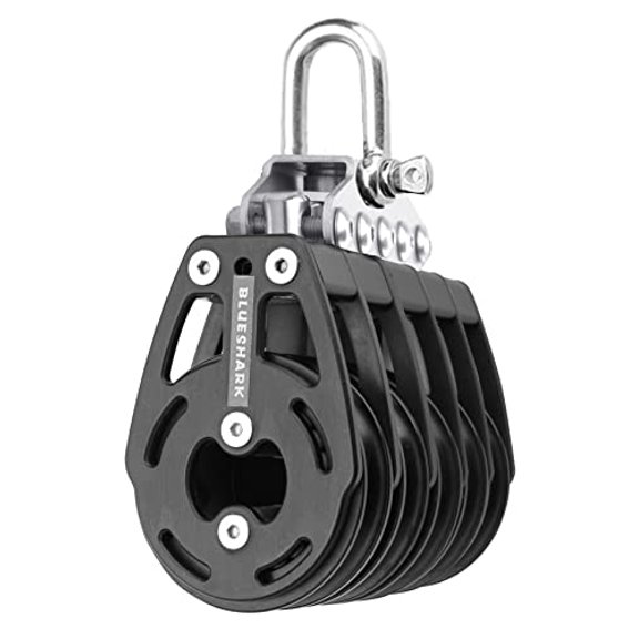 BLUESHARK 57mm Five Sheave Fixed Aluminum Sailing Block Choose Quantity (1-Pack) 2341