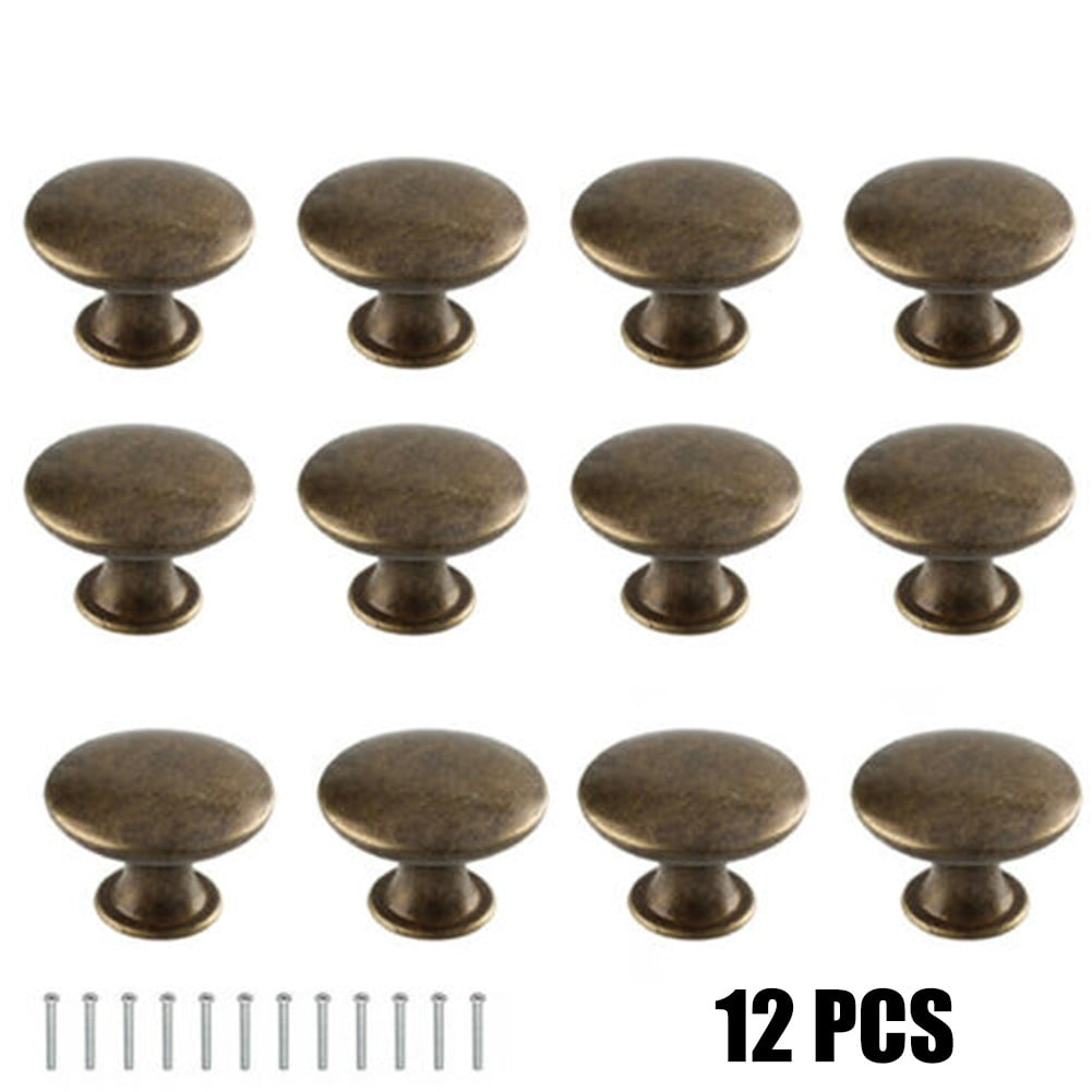 BLUESON 12Pcs Antique Brass Knobs Handles For Cabinet Doors Drawer