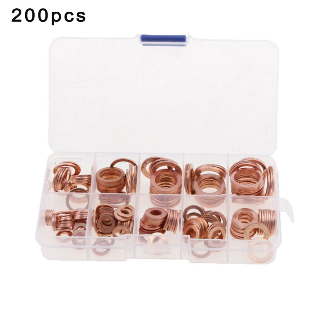 BLUESON 200x Car Drain Bolt Crush Washers Copper Oil Plug Gasket Seal