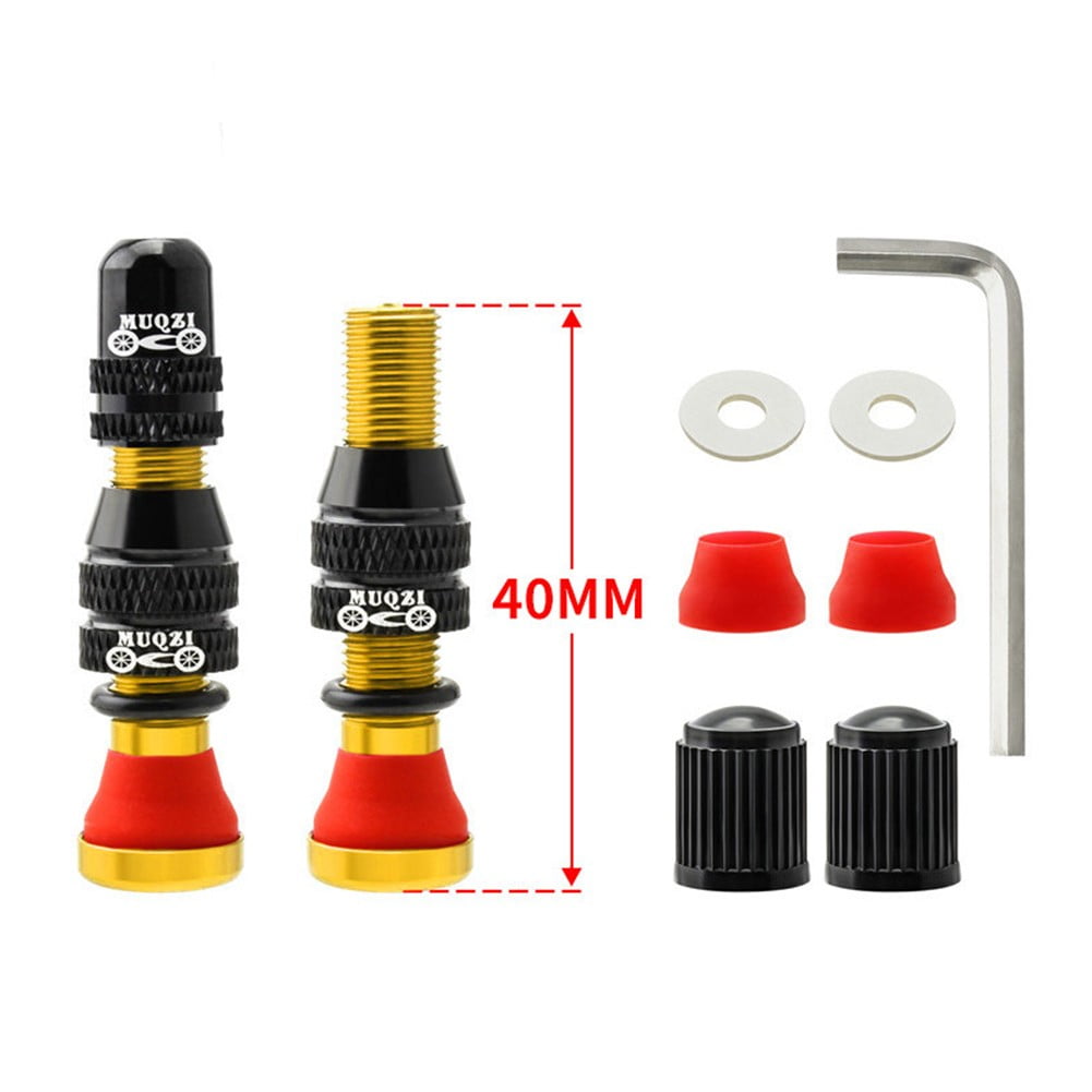 BLUESON 2pcs 40mm Bicycle Tubeless Valve Bike Rim Wheel Tube AV Valves Schradervalve