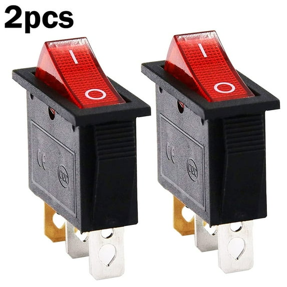 BLUESON 2pcs KCD3 Red Button On-Off 3Pin DPST Boat Car Rocker Switch 15A/20A 250V125VAC