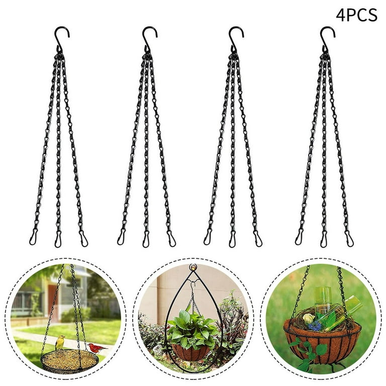 BLUESON 4Pcs/set 17.71inch Long Hanging Chains for Plants Flower Pot Basket  Chains 3 Point Replacement Chain Hangers for Lanterns, Bird Feeders