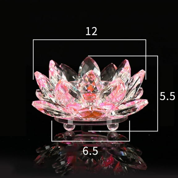 BLUESON Crystal Glass Lotus Flower Candle Holder Candlestick Home Decor Craft Tea Light, Pink