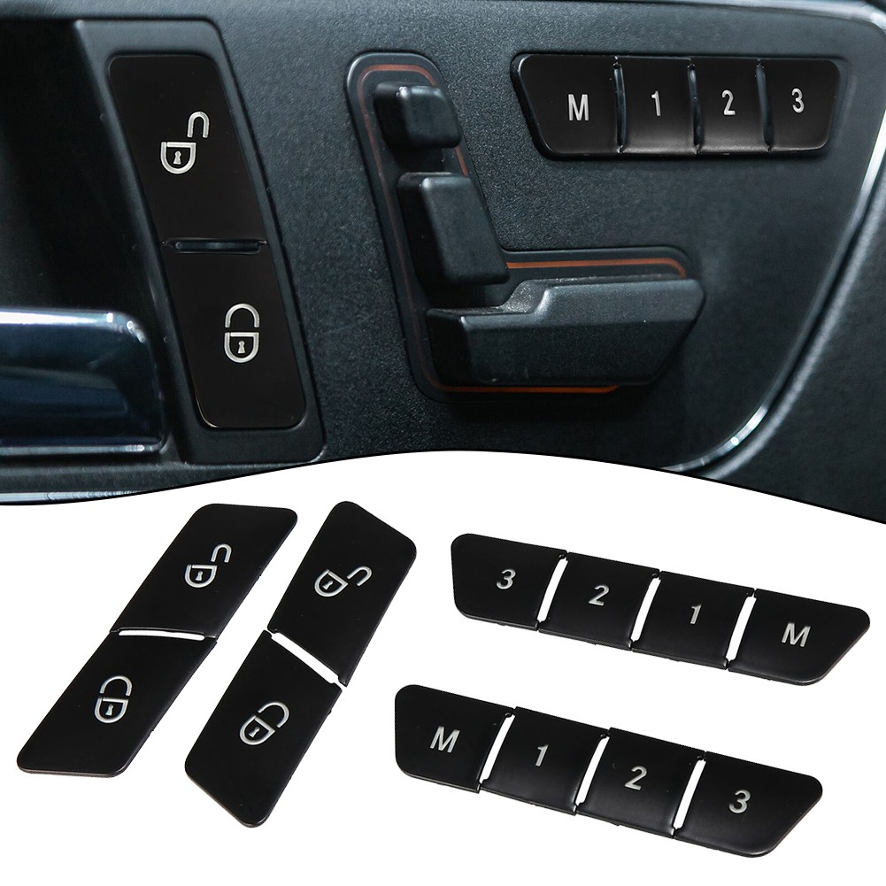 BLUESON Door Lock Unlock Switch Chair Button Cover Sticker Set Black