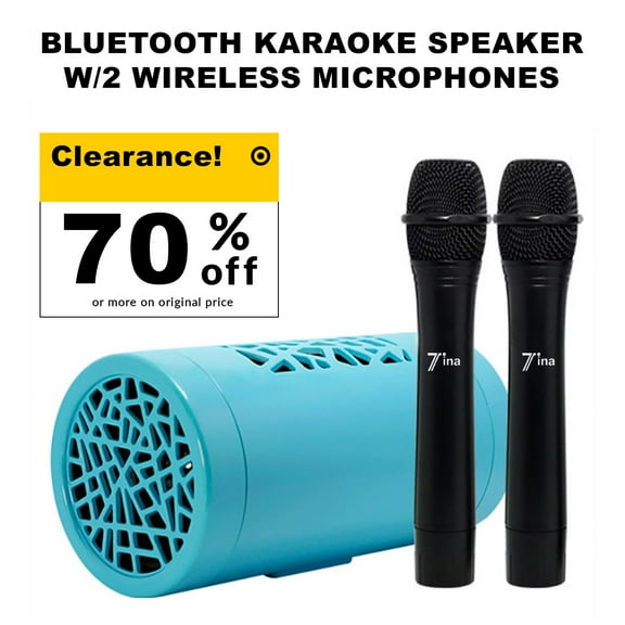 BLUETOOTH KARAOKE SPEAKER W / 2 WIRELESS MICROPHONES & APP WITH 18,000 SONGS INCLUDED
