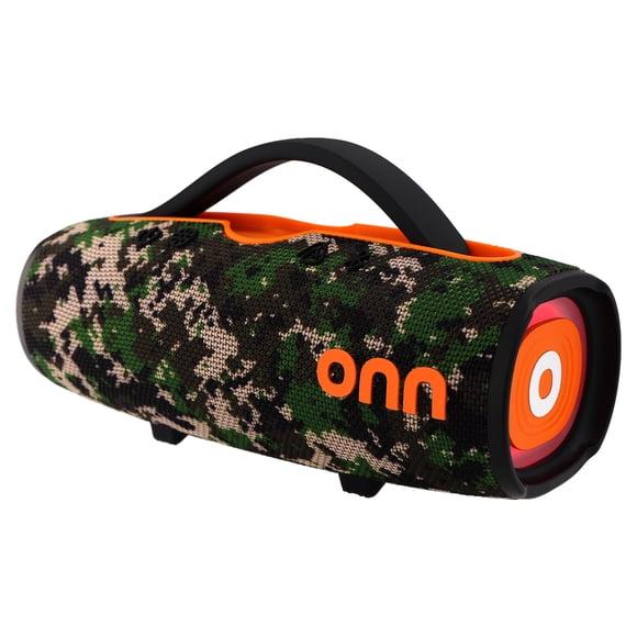 onn Large Rugged Speaker with LED Lighting, Camo