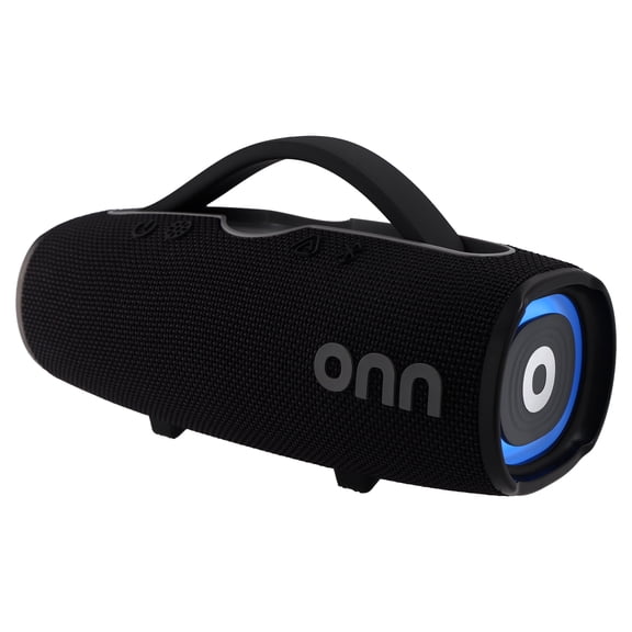 onn Large Rugged Speaker with LED Lighting, Black