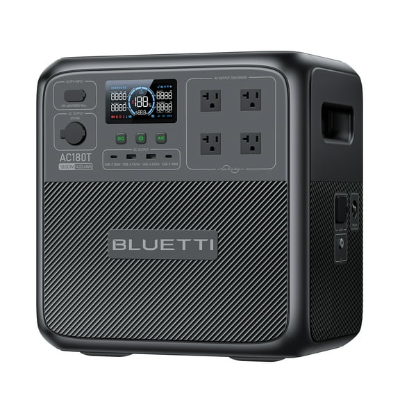 BLUETTI AC180T Portable Power Station, 1432Wh LiFePO4 Battery Backup, 1800W (3600W Surge) AC Outlets, 0-80% Charge in 45 Min, Solar Generator for Camping, Outdoors, Emergency