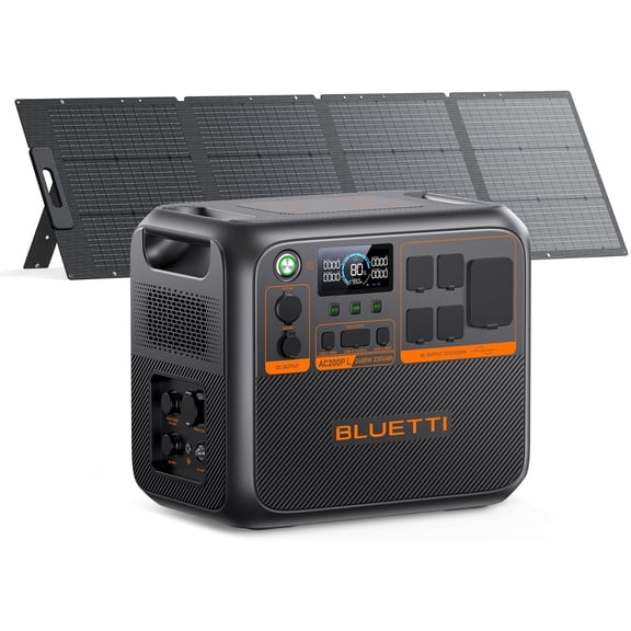 BLUETTI AC200PL Solar Generator with 200W Solar Panel (Ships Separately), 2304Wh LiFePO4 Battery Backup, 4 x 2400W AC Outlets, TT-30 RV Output, Expandable to 8448Wh