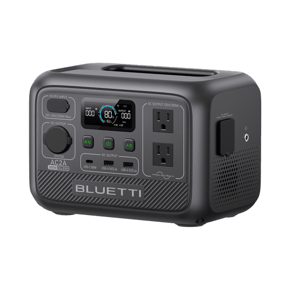 BLUETTI AC2A Portable Solar Generator, 204.8Wh LiFePO4 Power Station With 300W Rated Power (600W Lifting Power) for Camping, Hiking, Home, 0-80% Recharge in 45 Mins
