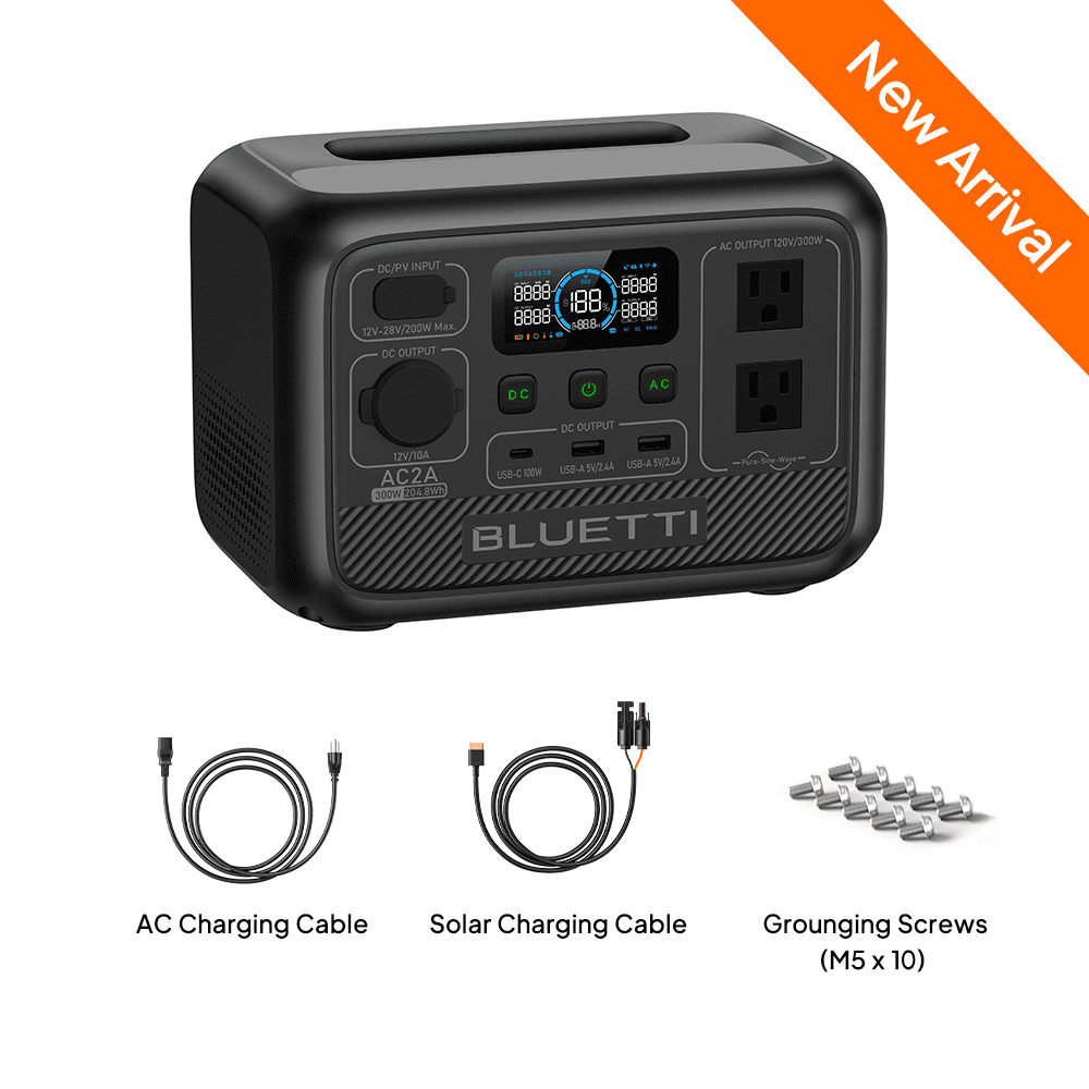 BLUETTI AC2A Portable Solar Generator, 204.8Wh LiFePO4 Power Station