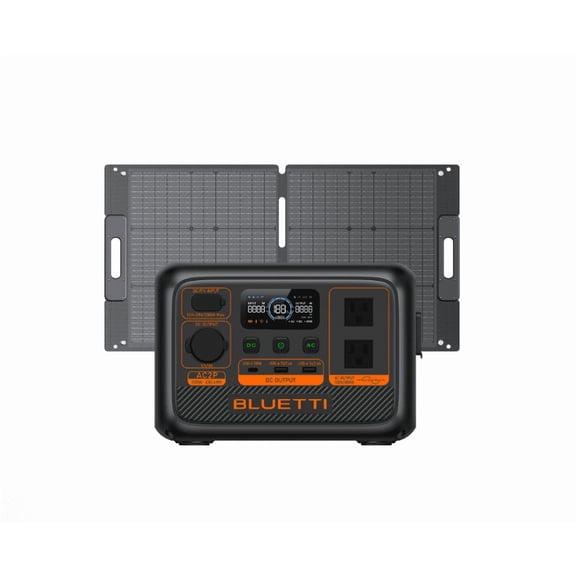 BLUETTI AC2P Portable Power Station, W/100W (Ships Separately),230.4Wh LiFePO4 Battery Backup, 2 x 300W AC Outlets, Solar Rechargeable, Fast AC Charging