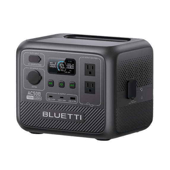 BLUETTI AC50B 448Wh Portable Power Station, 2x 700W AC Outlets (1000W Power Lift), Fast 45-Min 0-80% Charge, Optional Solar Panel, Perfect for Camping & Emergencies