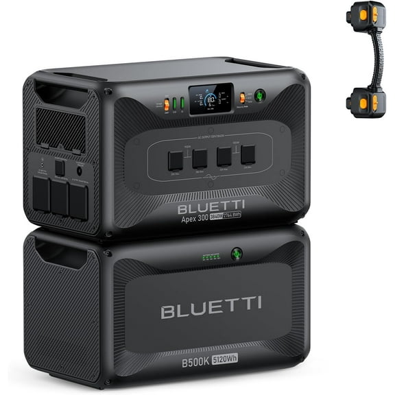 BLUETTI Apex 300 Portable Power Station with B500K Expansion Battery, 7884.8Wh LFP Backup, 3840W AC Output, 120V/240V Dual Voltage for Home, RV & Emergency