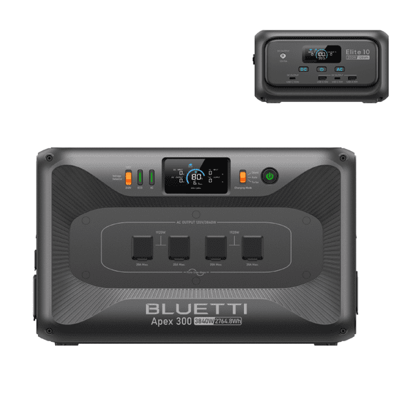 BLUETTI Apex 300 Power Station, 2764.8Wh LiFePO₄, 3840W Max, 50A Bypass, EV Charging, Dual Voltage, Expandable for Home Backup(Elite 10 Free)