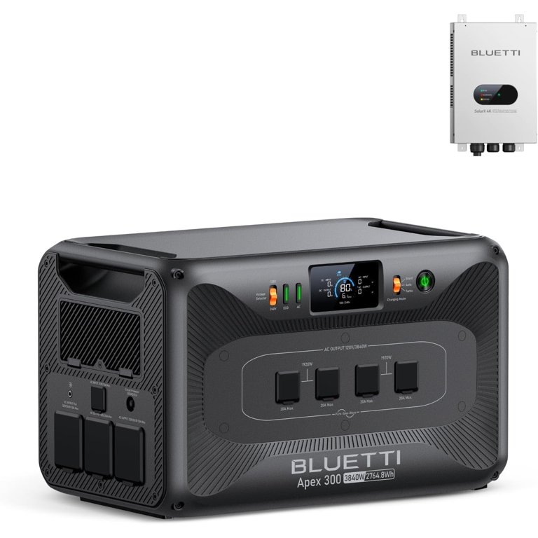 Bluetti Apex 300 Solar Generator with SolarX 4K, 2764Wh LFP Battery Backup, 3840w AC Outlets (7680w Surge), 120v/240v Output for RV Home Off-Grid