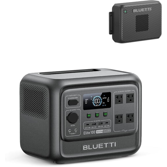 BLUETTI Elite 100 V2 Portable Power Station &Charger 2 (Ships Separately), 1024Wh LFP Battery, 1800W AC Output, 1200W Car Alternator Charging for RV & Van Life