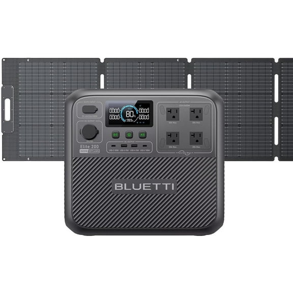BLUETTI Elite 200 V2 Solar Generator, 2073.6Wh Power Station w/ 200W Solar Panel, 4 AC Outlets (2600W), 17-Year Lifespan,for Camping, Off-grid, Power Outage