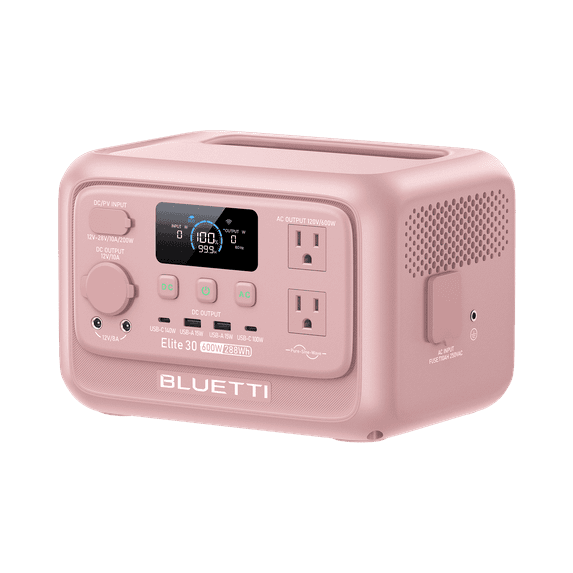 BLUETTI Elite 30 V2 Portable Power Station, 288Wh 600W Solar Generator for Camping & Backup(Blush Pink)