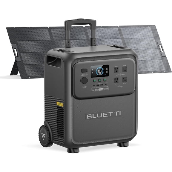 BLUETTI Elite 400 Solar Generator with 350W Solar Panel (Ships Separately), 3840Wh LFP Battery Backup, 2600W AC Output, 3900W Peak Power