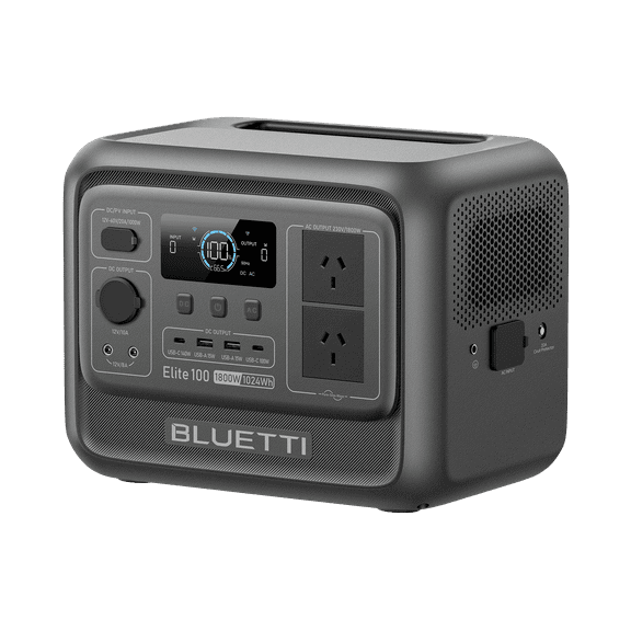 BLUETTI Elite 100 V2 Portable Solar Generator, 1024Wh LFP Battery, 1800W AC Output, Compact Backup Power for Camping and Home