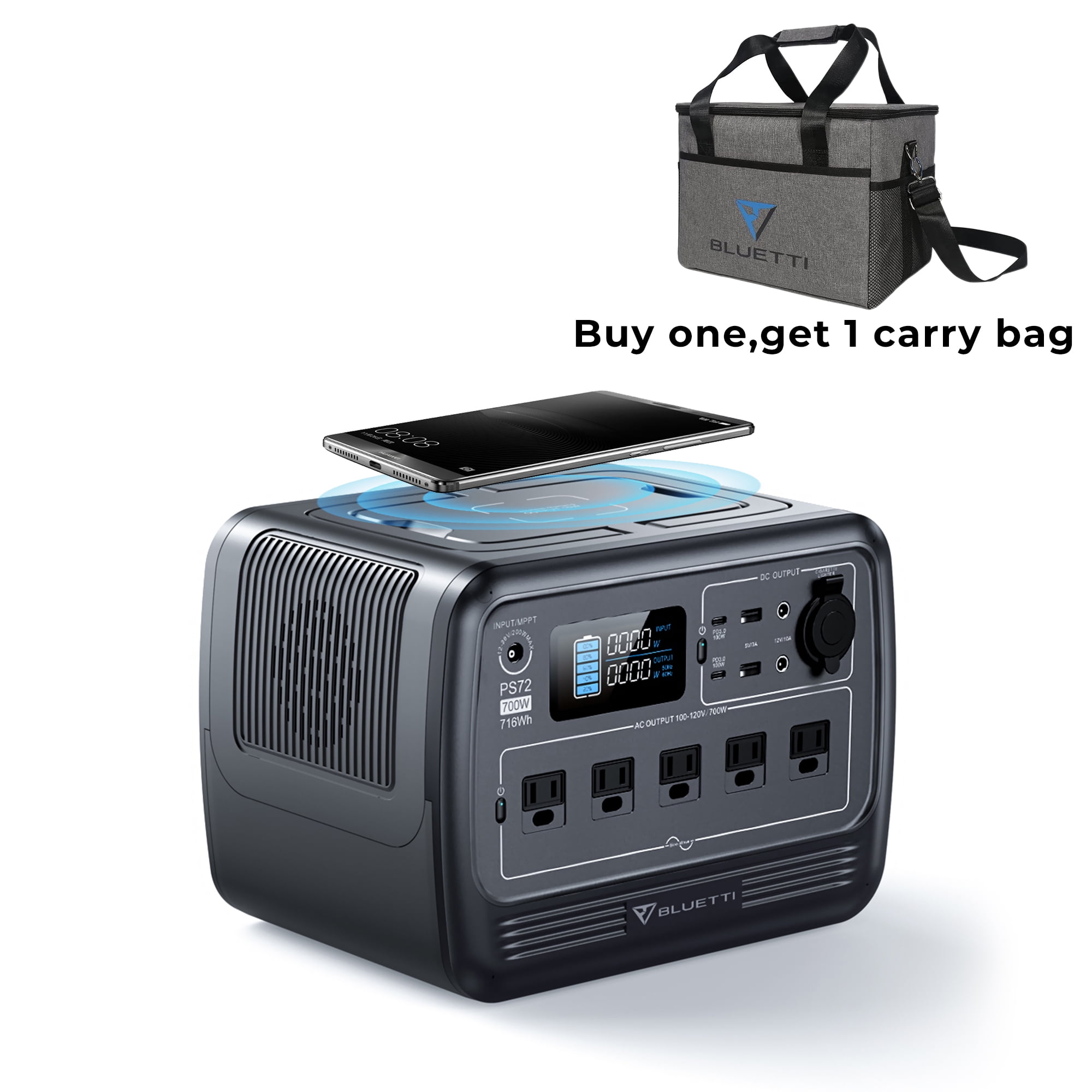 BLUETTI PS72 700W Solar Generator, 716Wh LiFePO4 Power Station