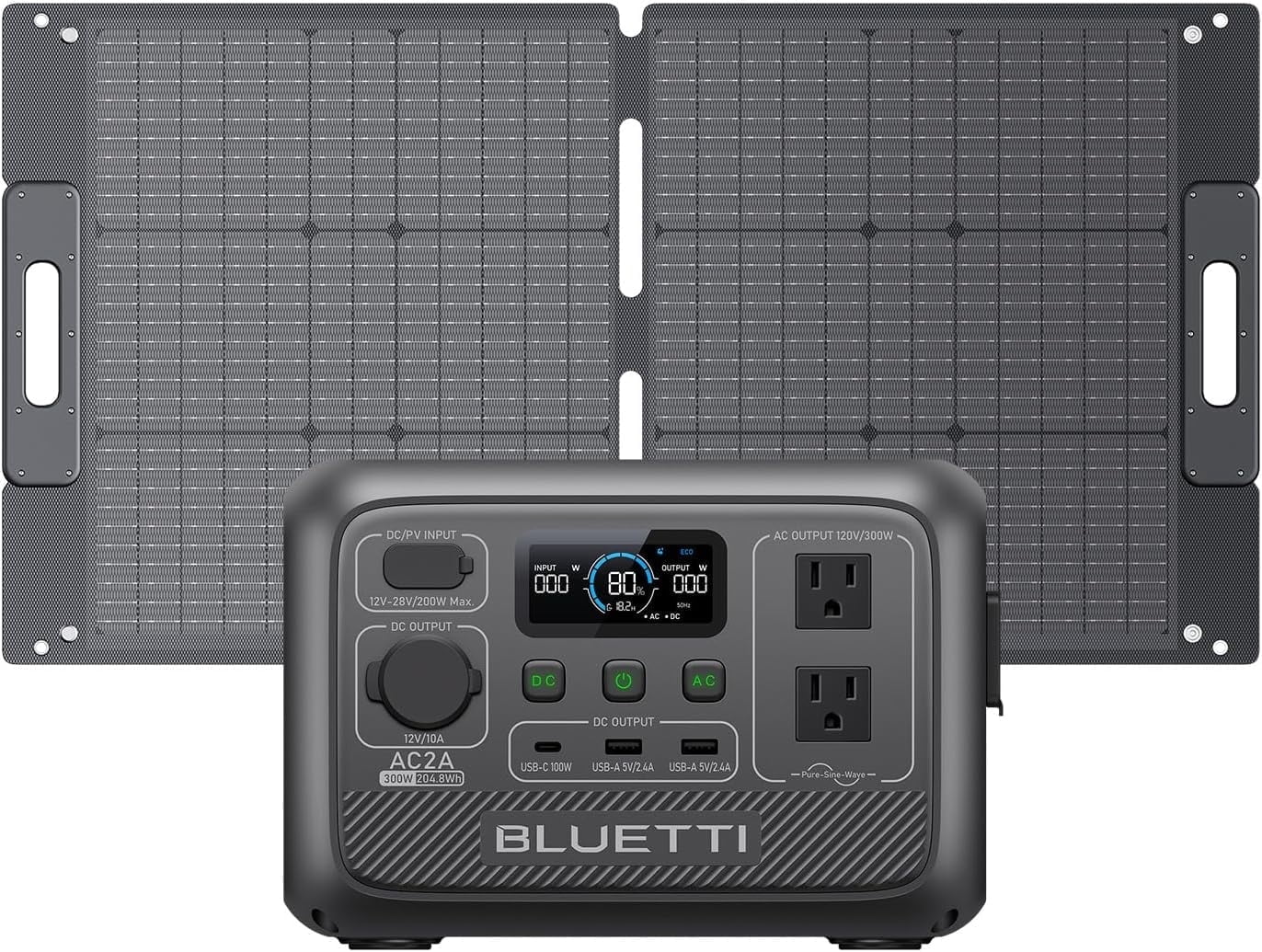 BLUETTI, Portable Power Station, AC2A, 204Wh LiFePO4 Battery