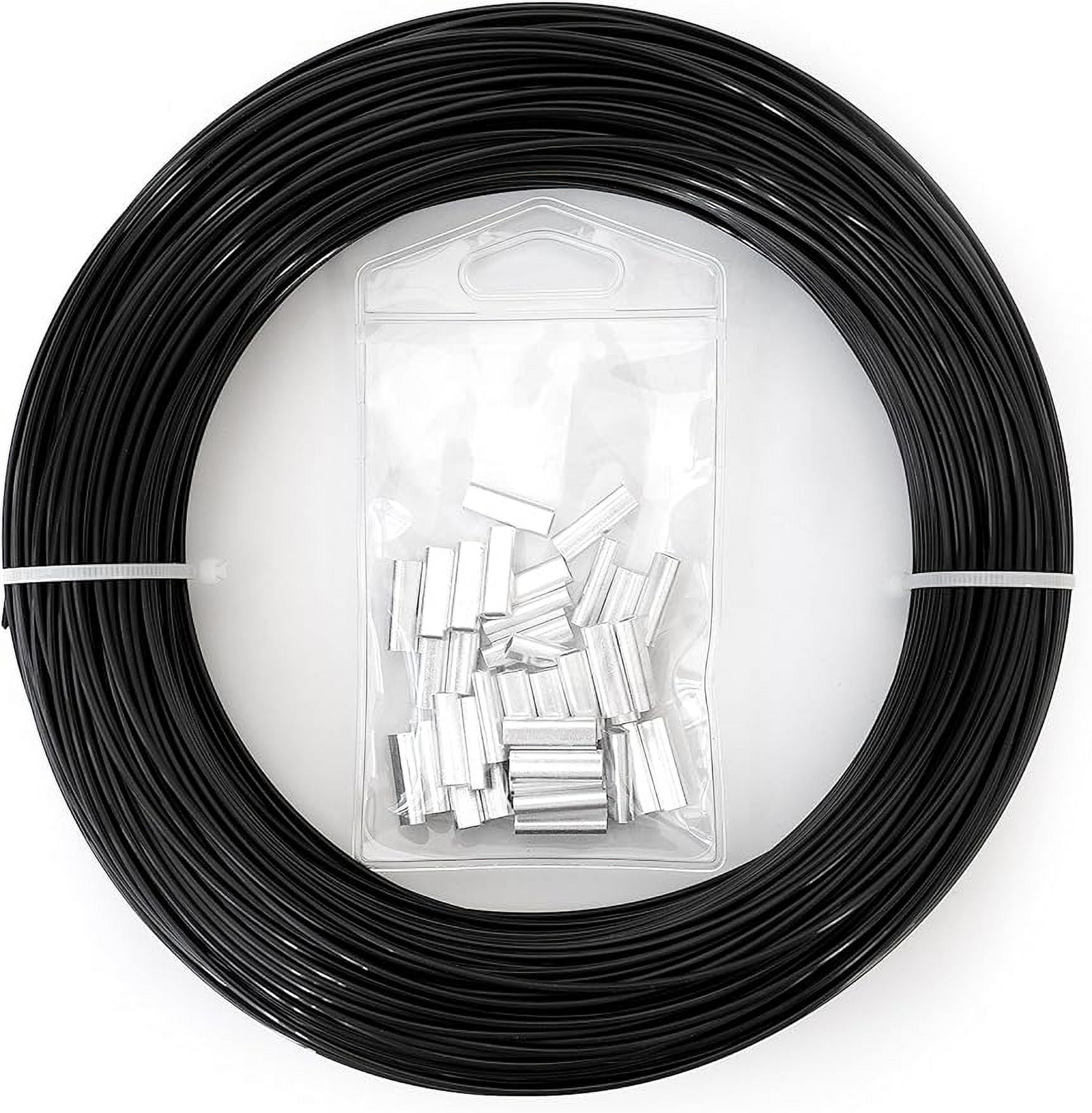 BLUEWING 100yd Outrigger Line Rigging Kit Mono with 40pcs Aluminum Sleeve Crimps and 400LB Test Monofilament Fishing Line, Black