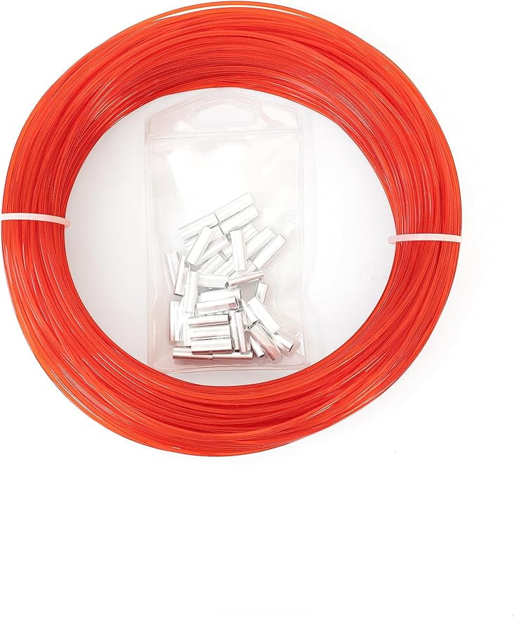 BLUEWING 100yd Outrigger Line Rigging Kit Mono with 40pcs Aluminum Sleeve Crimps and 400LB Test Monofilament Fishing Line, Red