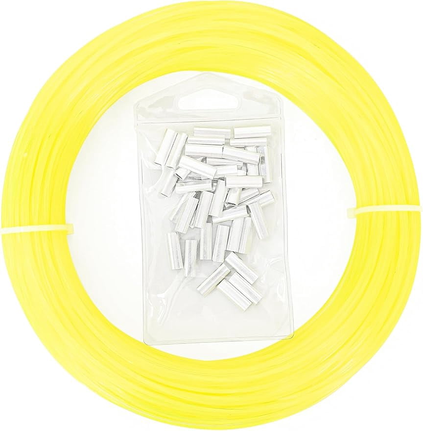 BLUEWING 100yd Outrigger Line Rigging Kit Mono with 40pcs Aluminum Sleeve Crimps and 400LB Test Monofilament Fishing Line, Yellow