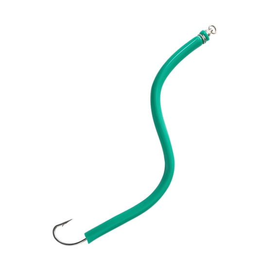 BLUEWING 12in Trolling Tube Fishing Lure with Soft Stainless Steel Wire and Single Hook Saltwater Striped Bass Trolling Tube Teaser Green