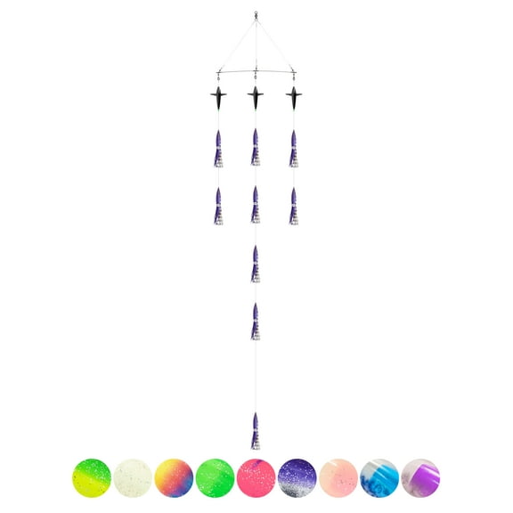 BLUEWING 18" Upgraded Fishing Spreader Bar Wave with 6" Bulb Squids, 5.28in Trolling Birds and 316 Stainless Steel Rod Offshore Spreader Bar for Wahoo Tuna Marlin Mahi Mahi, Black/Purple