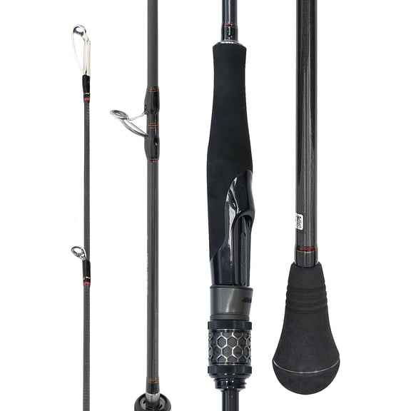 BLUEWING 1pc Elite Spinning Fishing Rod 6’6” Carbon Fiber Fishing Rod with FUJI Stainless Steel Guides, X-Heavy