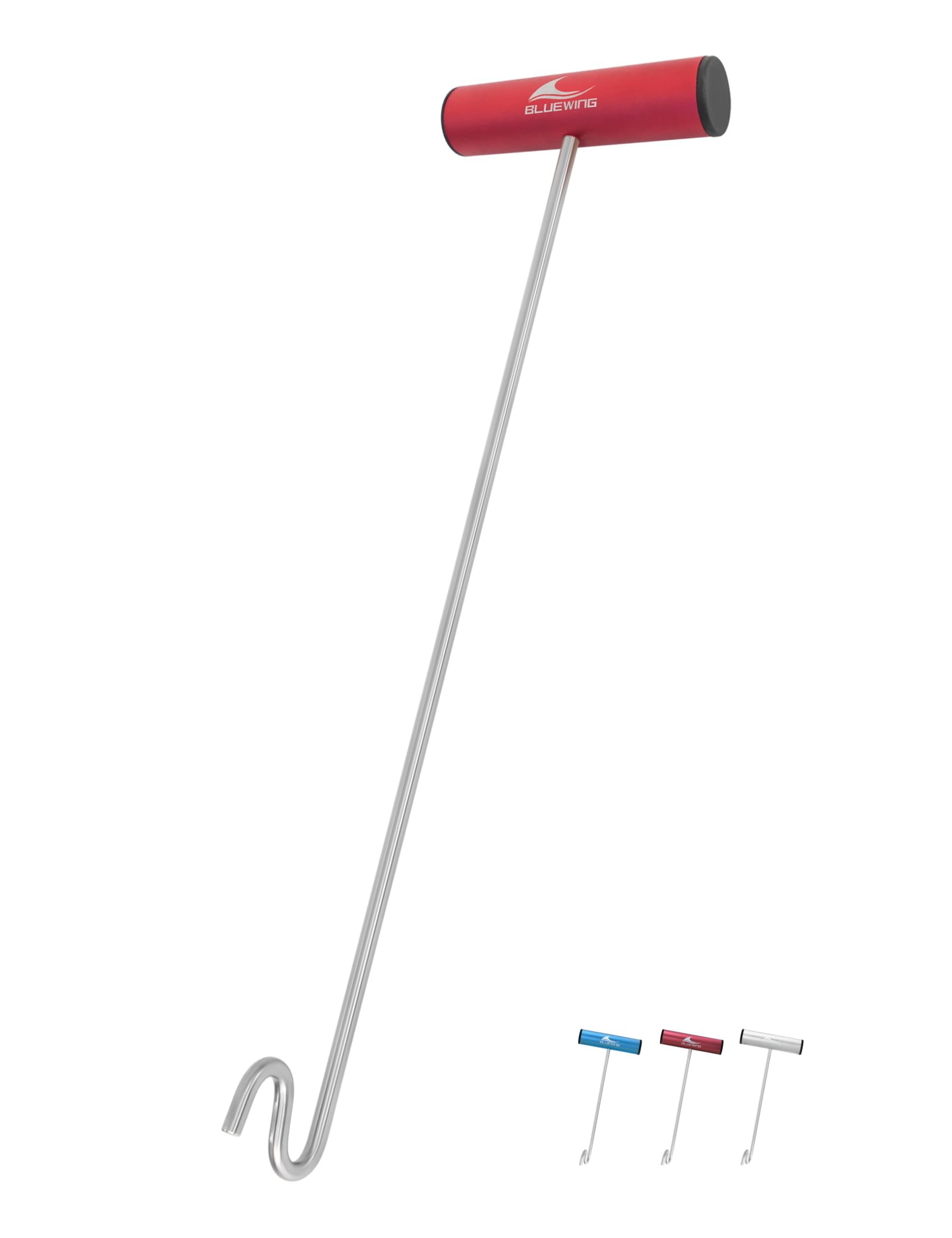 BLUEWING 20in Super Heavy Duty Dehooker Push and Pull Fishing Hook Remover Tools Stainless Steel/Aluminum Alloy Fish Dehooking Tool for Shark Marlin Giant Grouper, Red
