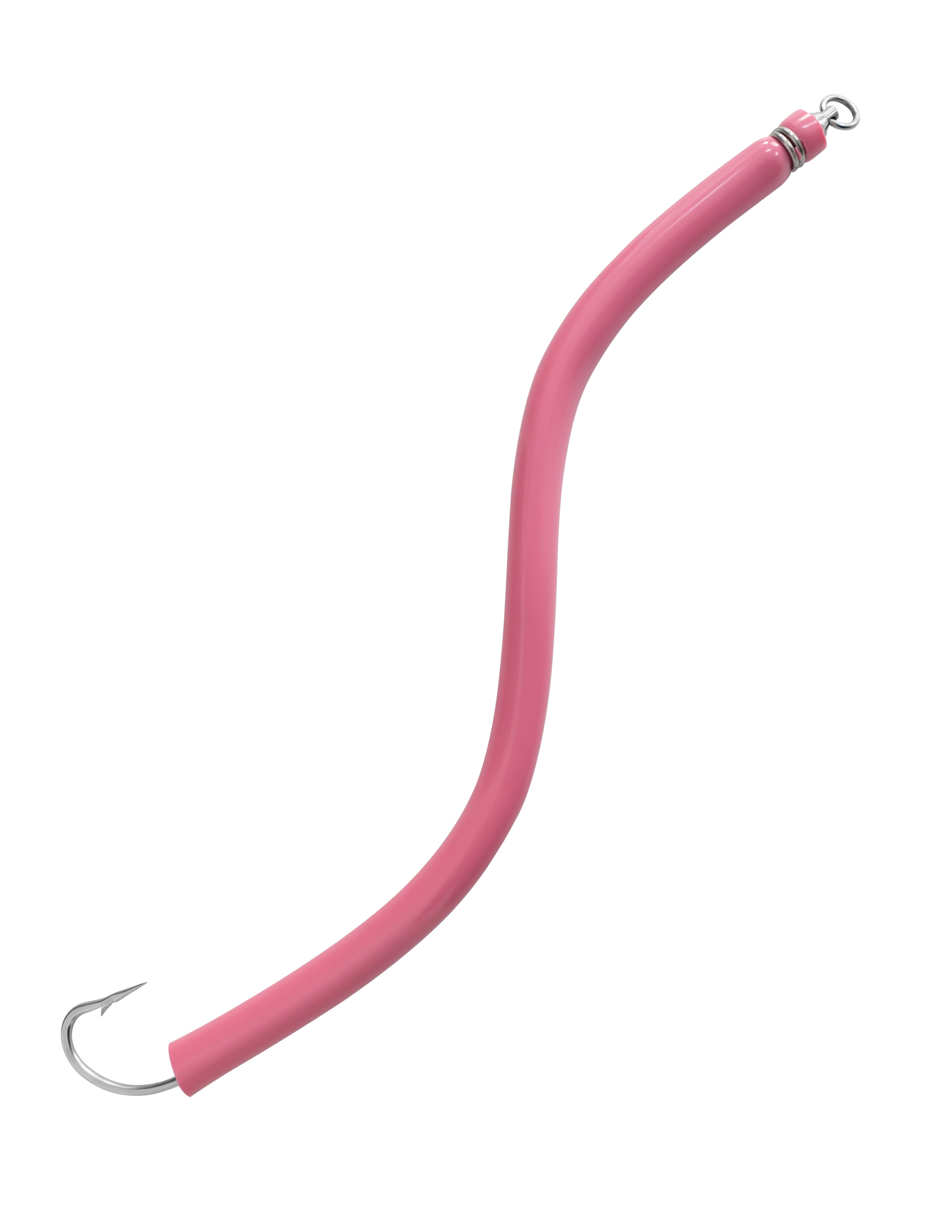 BLUEWING 21in Trolling Tube Fishing Lure with Soft Stainless Steel Wire and Single Hook Saltwater Striped Bass Trolling Tube Teaser Pink