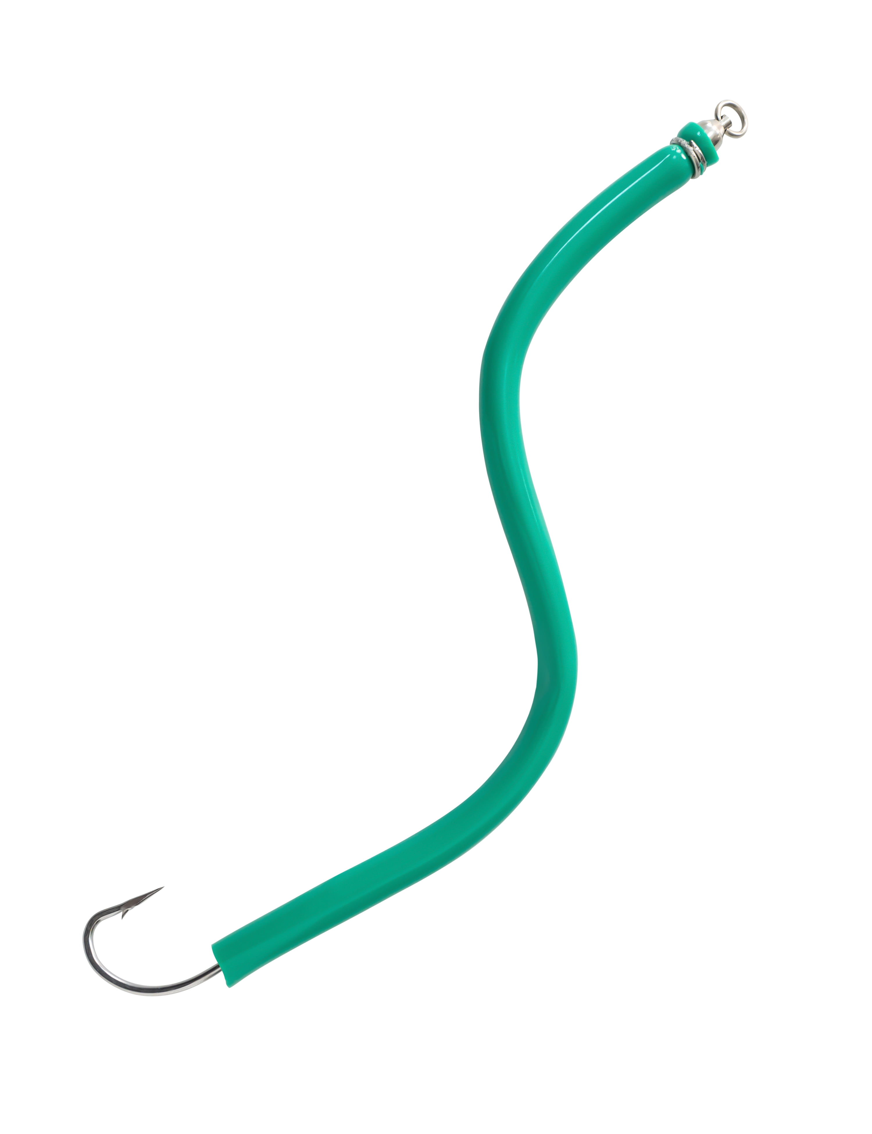 BLUEWING 24in Trolling Tube Fishing Lure with Soft Stainless Steel Wire and Single Hook Saltwater Striped Bass Trolling Tube Teaser Green