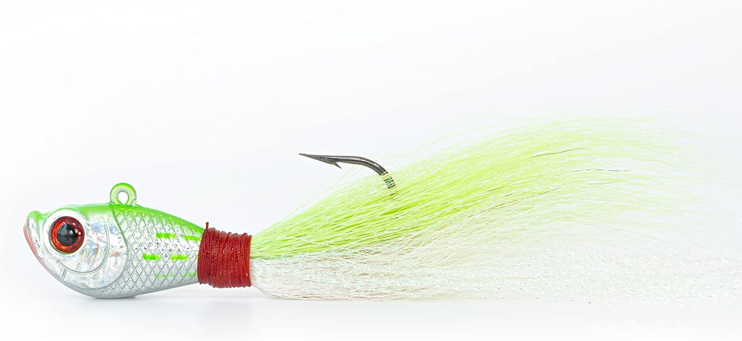 BLUEWING 2pcs Bucktail Jig Lure with High Carbon Steel Hook 2oz Lead Head  Jig Hair Jig Saltwater Freshwater Lures Fluke Lure for Bluefish, Bass
